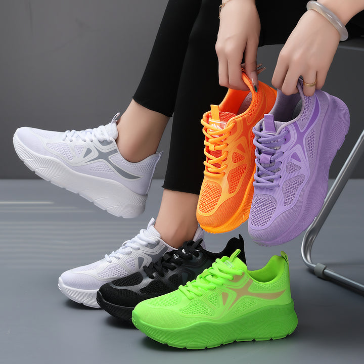 Damen nan nahtloser Performance-Walking-Sneaker mit atmungsaktivem Strickoberteil, verstärkter Zehenkappe und extrahoher Dämpfungsplateausohle Drune