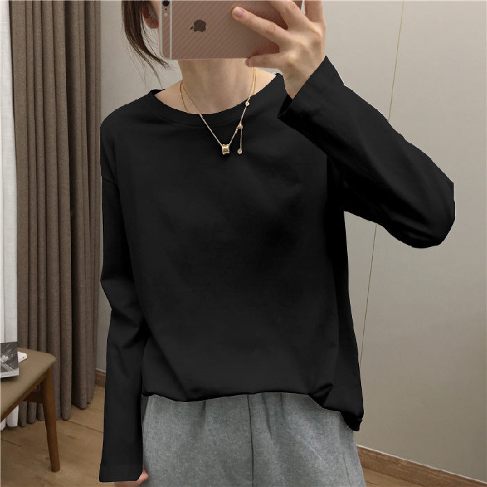 Damen lässiges Langarmshirt mit rundem Ausschnitt Drune