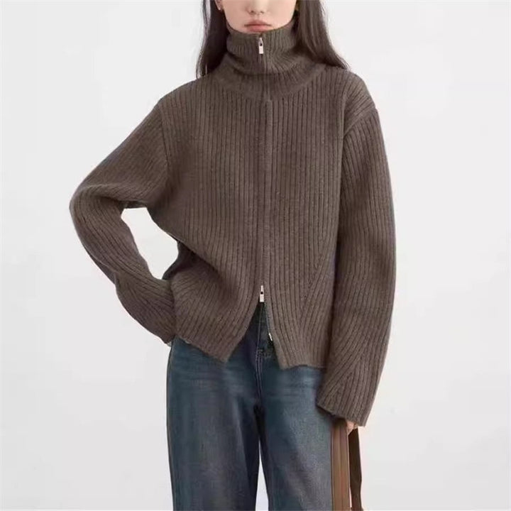 Damen Strickjacke mit sportlichem Reißverschluss und Rippstruktur Drune