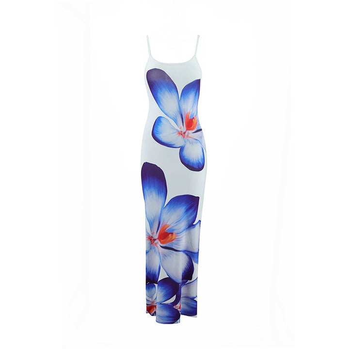 Damen Maxikleid mit traumhaftem Blumendruck und zarten Spaghettiträgern Drune