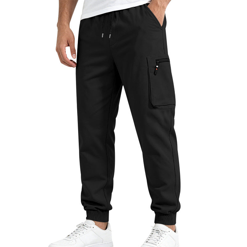 Herren Multifunktionale Slim-Jogginghose mit Cargo-Tasche, Elastischem Tunnelzug und Rippbündchen Drune