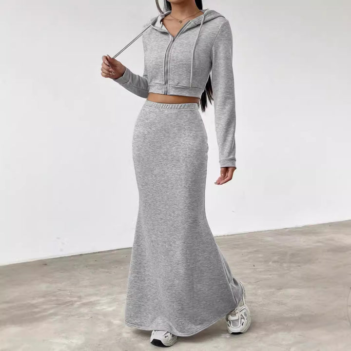 Damen Hoodie und Maxi-Rock Set Drune