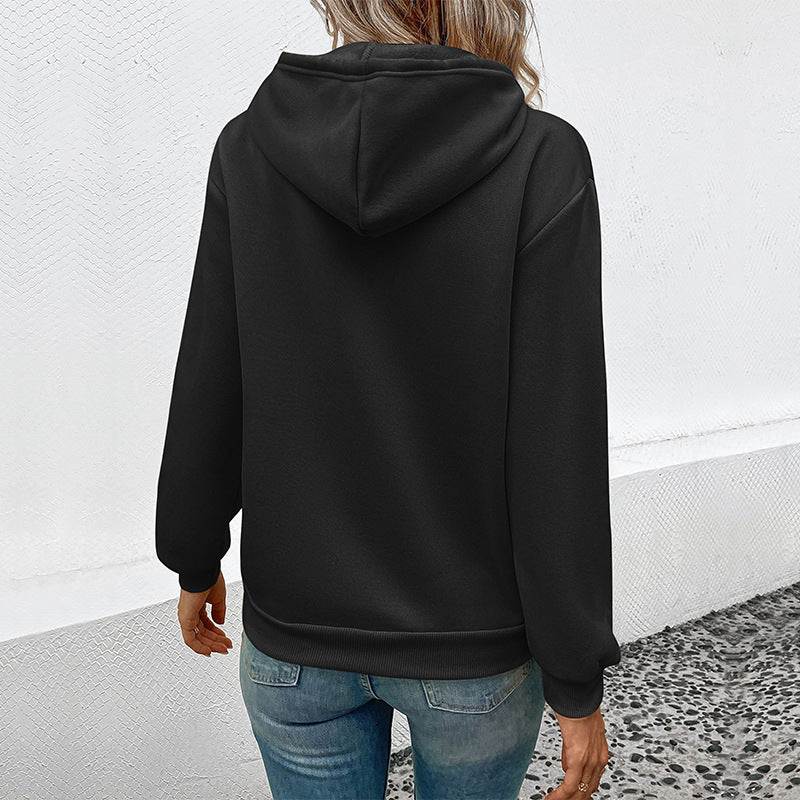 Damen Kapuzenpullover mit Cartoon-Katzen-Motiv, Kängurutasche und weichem Futter Drune