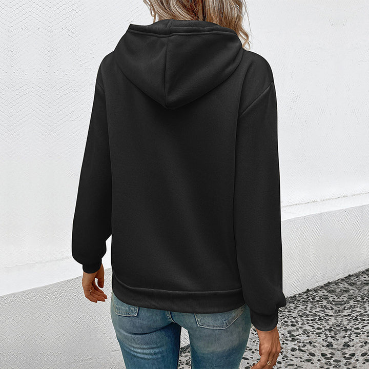 Damen Kapuzenpullover mit Cartoon-Katzen-Motiv, Kängurutasche und weichem Futter Drune