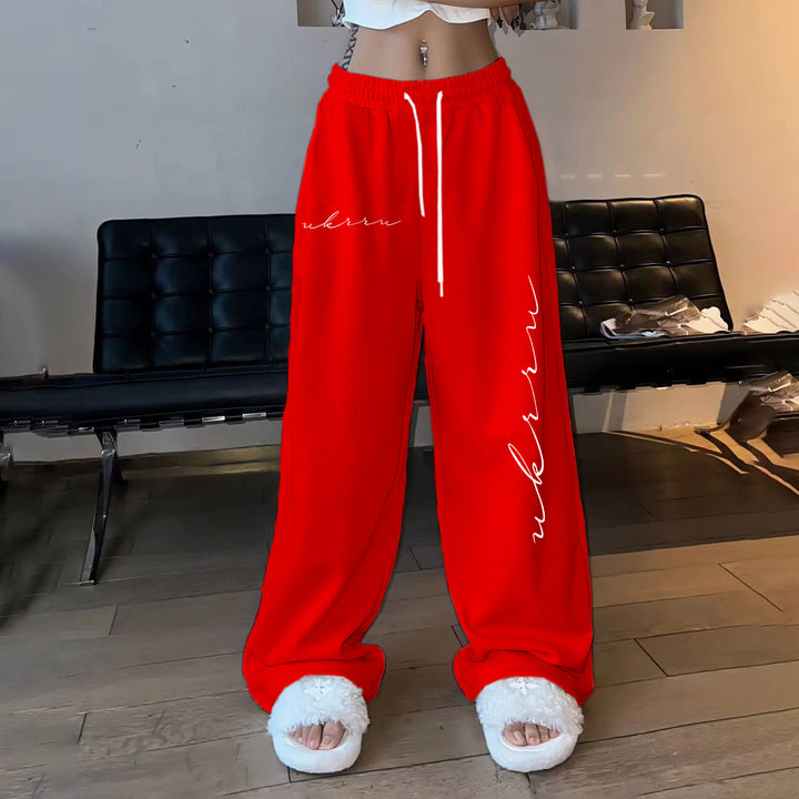 Damen gemütliche Freizeithose mit elastischem Bund und seitlichem Druck Drune
