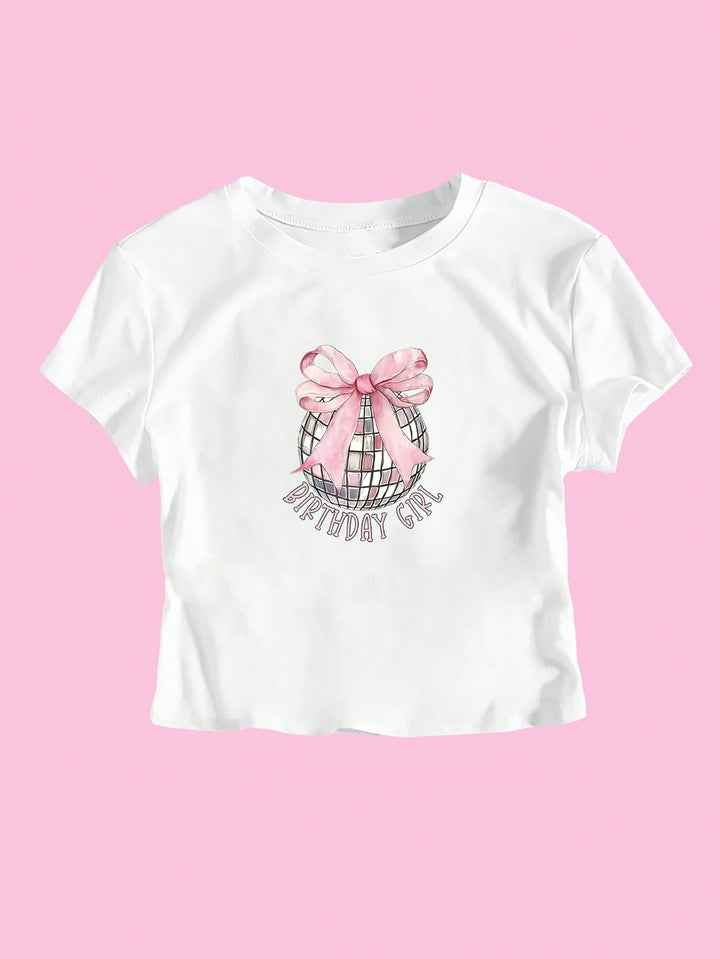 Damen Crop-T-Shirt mit festlichem Geburtstagsthema Drune