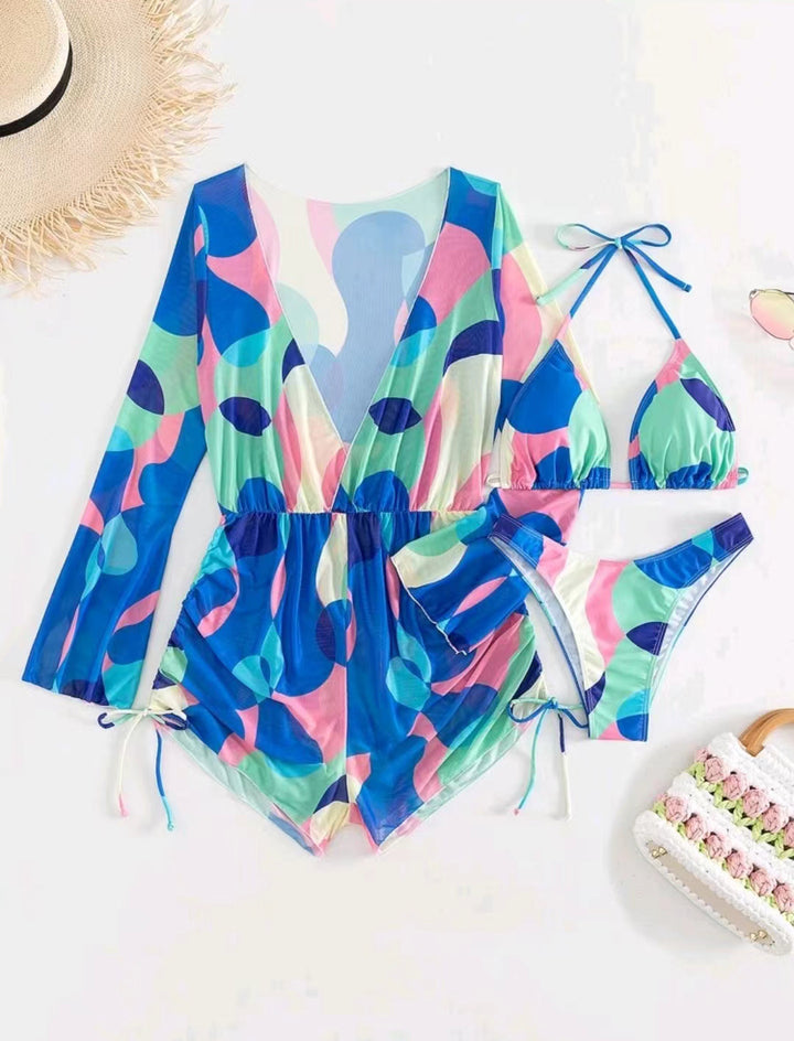 Damen Strandoutfit mit luftiger Tunika und Bikini Drune