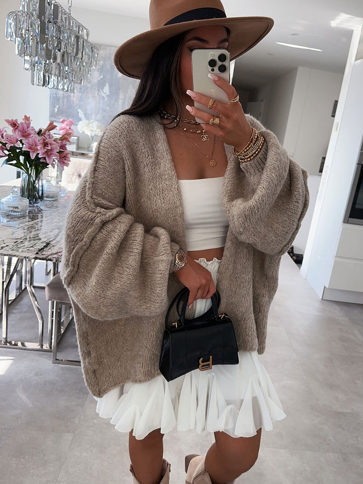 Damen Strickjacke mit oversize Schnitt und voluminösen Ärmeln Drune