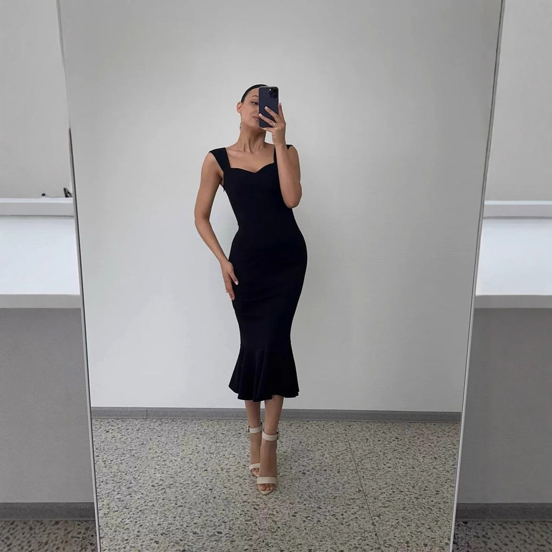Damen Wickelkleid mit elegantem Herzausschnitt und schwingendem Saum Drune