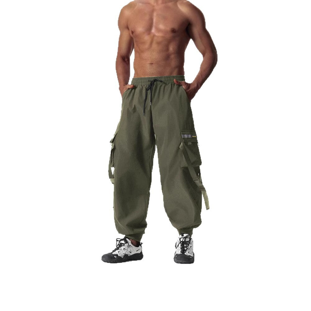 Herren Utility-Cargo-Jogginghose mit Tunnelzug, Beinschnallen & Mehrfachtaschen Drune