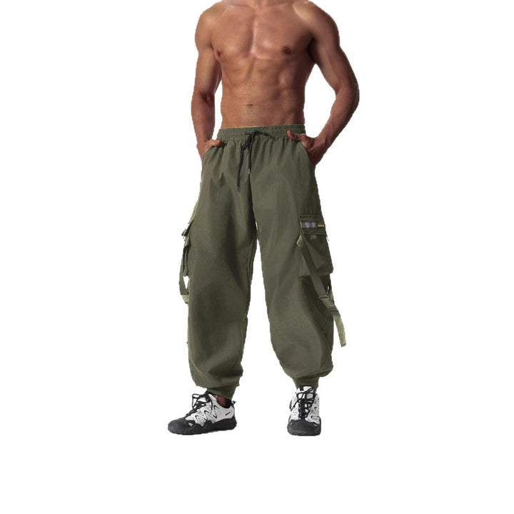 Herren Utility-Cargo-Jogginghose mit Tunnelzug, Beinschnallen & Mehrfachtaschen Drune