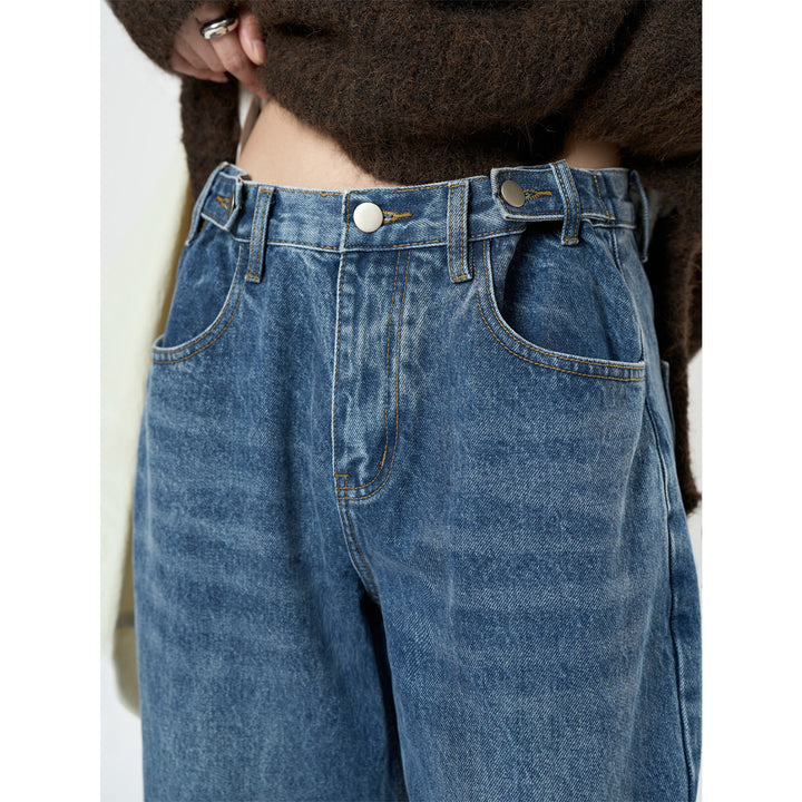 Damen Relaxte Vintage-Denim Baggy-Jeans mit hohem Bund und extra weitem Bein Drune