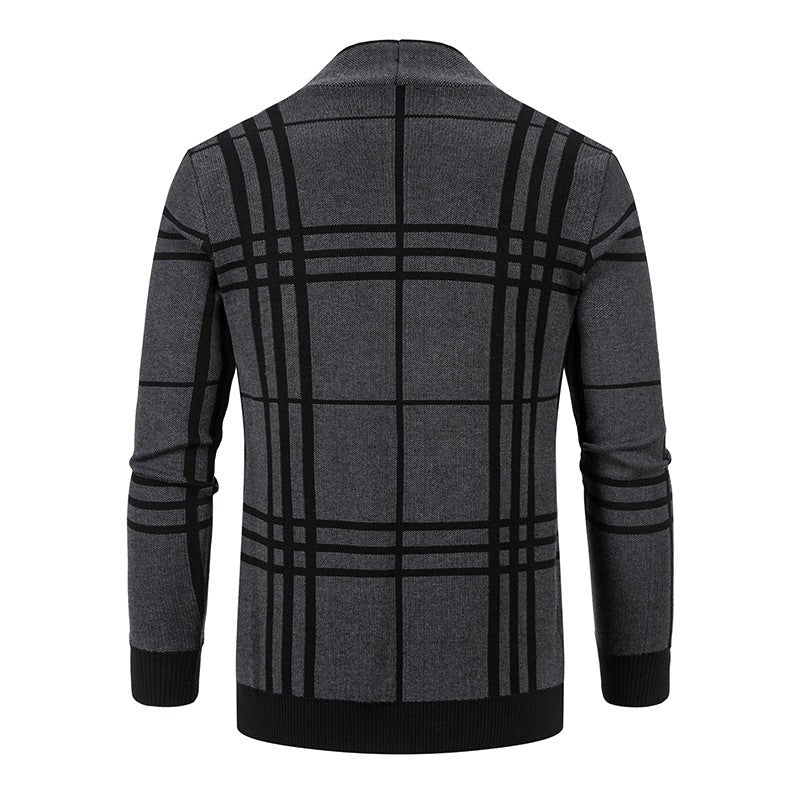 Herren Strickjacke mit modernem Karomuster und praktischem Reißverschluss Drune