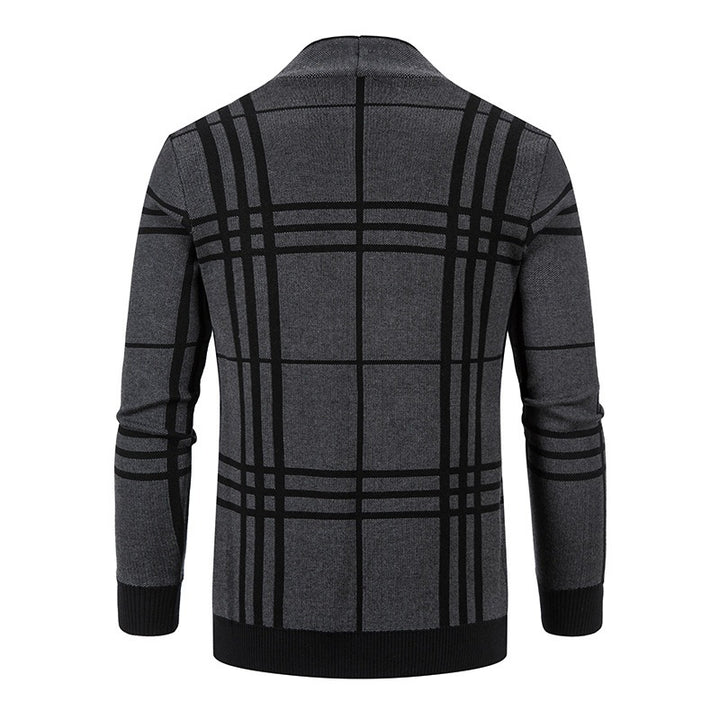 Herren Strickjacke mit modernem Karomuster und praktischem Reißverschluss Drune