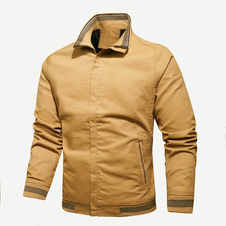 Herren nan sportlich-urbane Harrington-Jacke mit gestreiftem Stehkragen und verdeckter Druckknopfleiste Drune