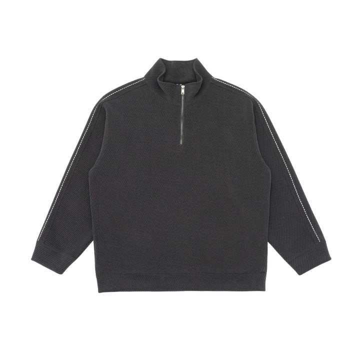 Unisex Halbzip‑Pullover mit Stehkragen und diagonaler Rippenstruktur Drune