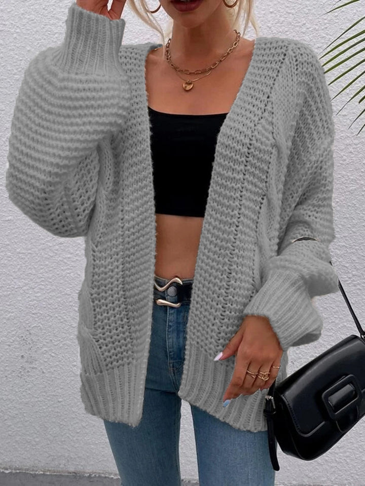 Damen Grobstrick Cardigan mit lässiger Silhouette und großen Taschen Drune
