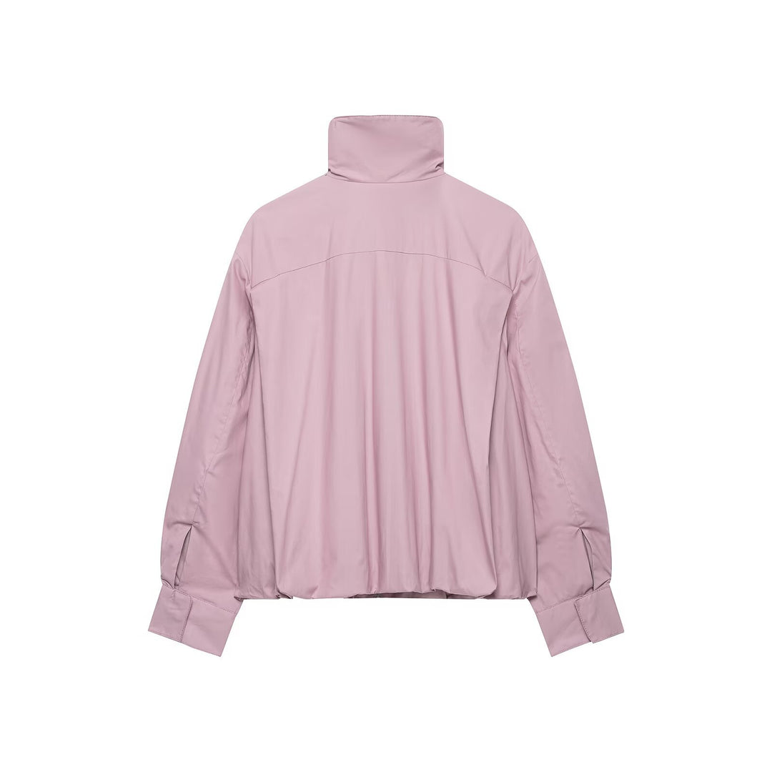 Damen Leichter Cropped Windblouson mit hohem Stehkragen und weitem Raglanärmel Drune