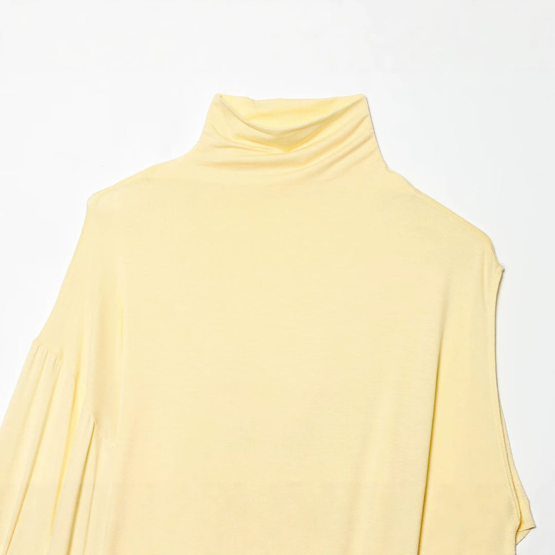 Damen Asymmetrisches Drapiertes Cape-Top mit Rollkragen und One-Shoulder-Ärmel Drune