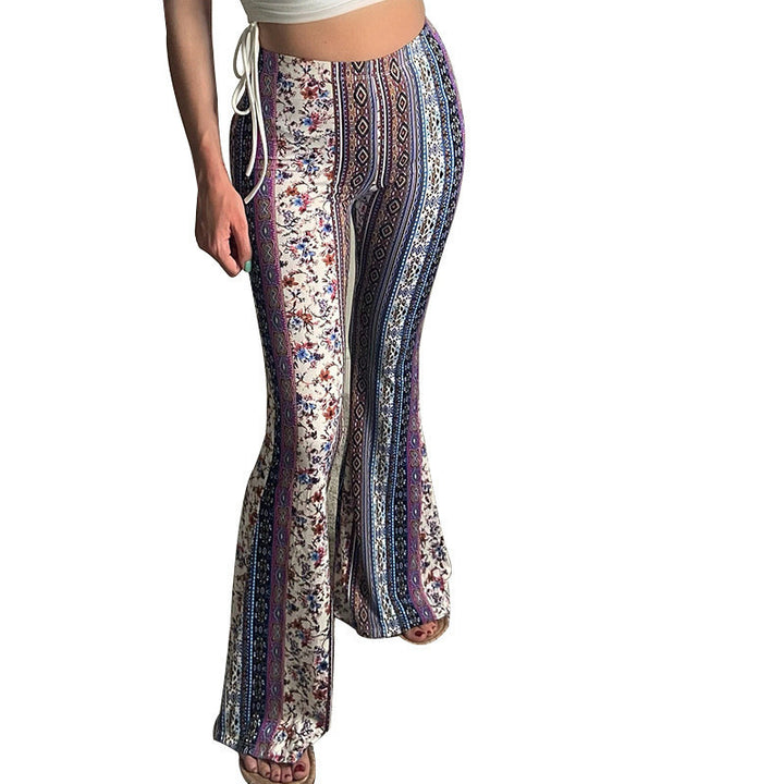 Damen nan ausgestellte Floral-Print Schlaghose mit hoher Taille Drune
