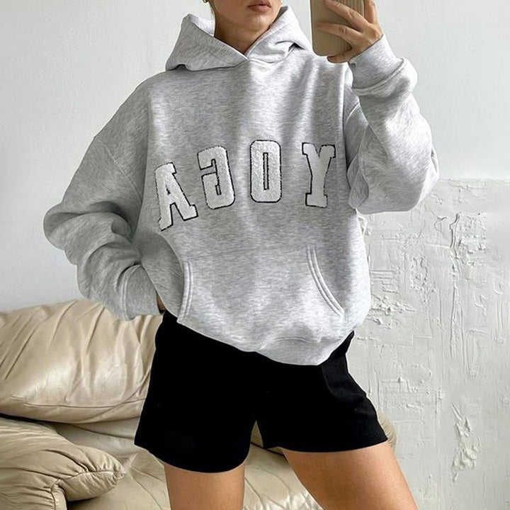Damen lässiger Kapuzenpullover mit Yoga-Stickerei Drune