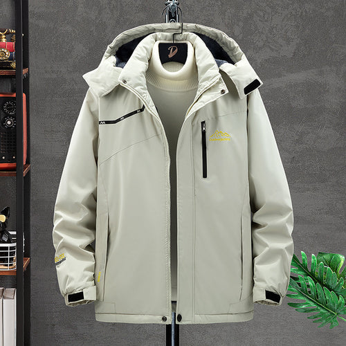 Herren wasserdichter isolierter Outdoorparka mit abnehmbarer Kapuze, Thermofutter und verdeckten Reißverschlusstaschen Drune