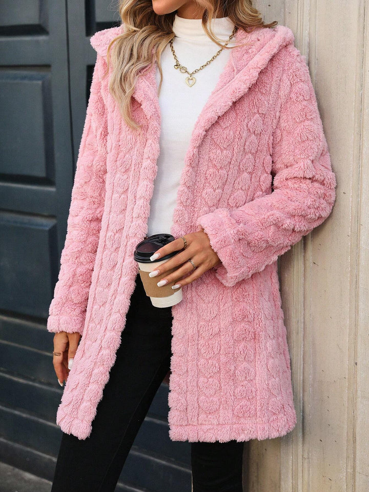 Damen Plüschjacke mit Hoodie und strukturiertem Design Drune