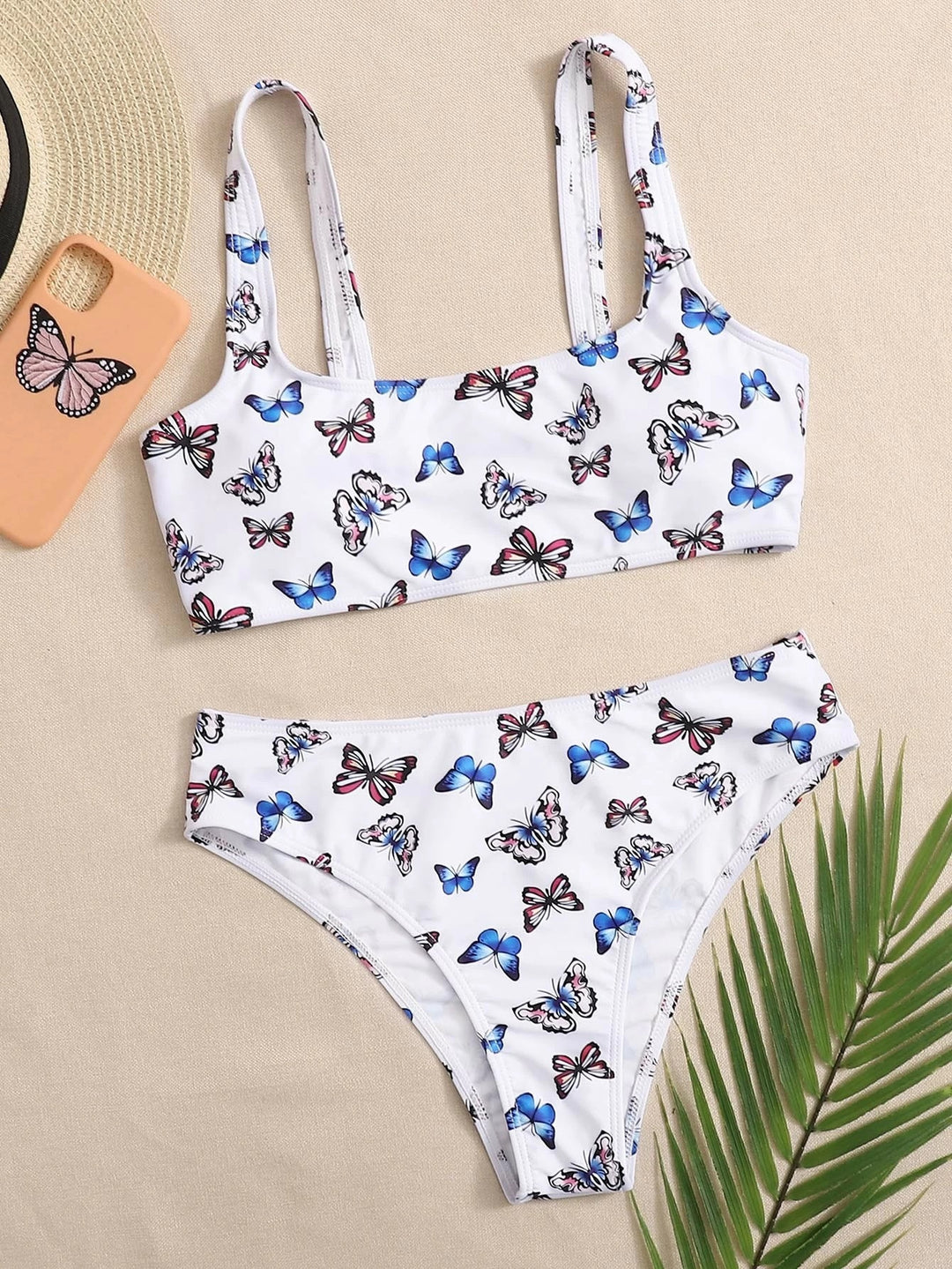 Damen Bikini-Set mit buntem Schmetterlingsmuster Drune