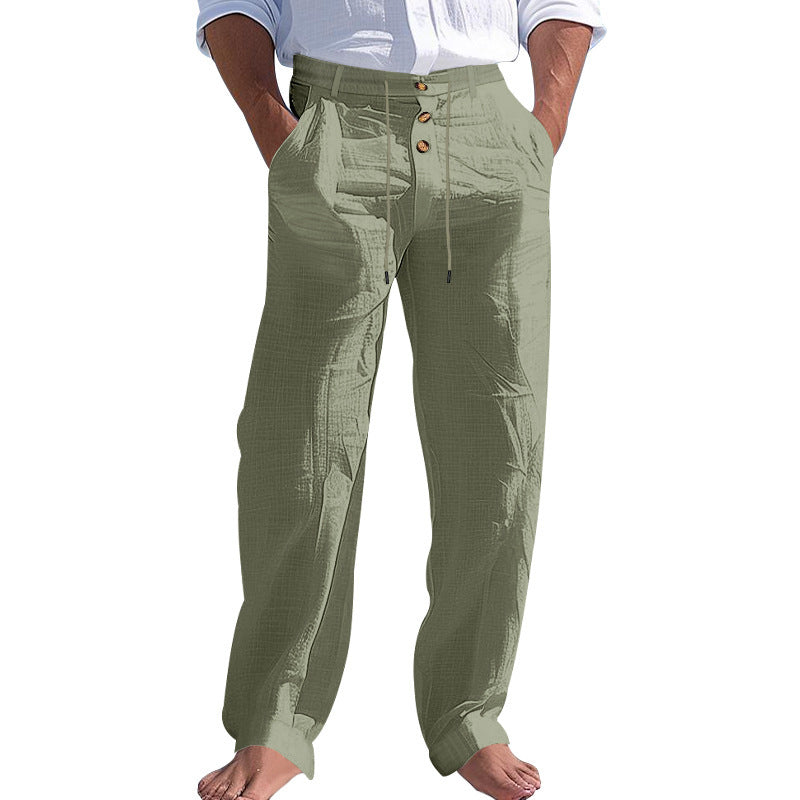 Herren lässige Hose mit hohem Bund und bequemen Taschen Drune