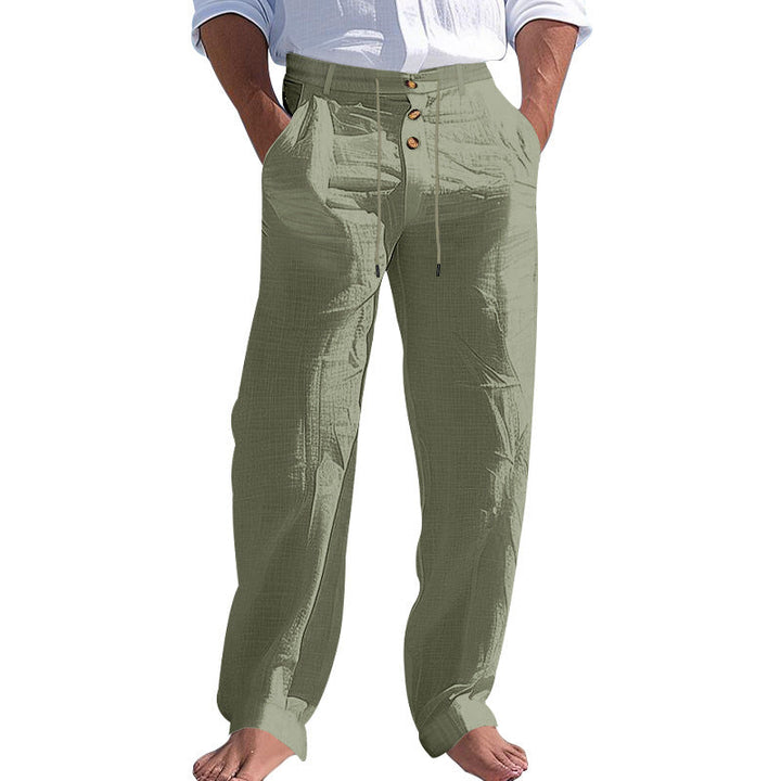 Herren lässige Hose mit hohem Bund und bequemen Taschen Drune