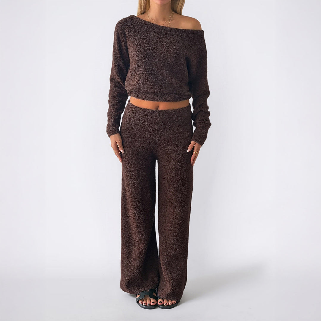 Damen lässiges Jumpsuit-Set mit weitem Bein und off-shoulder Design Drune