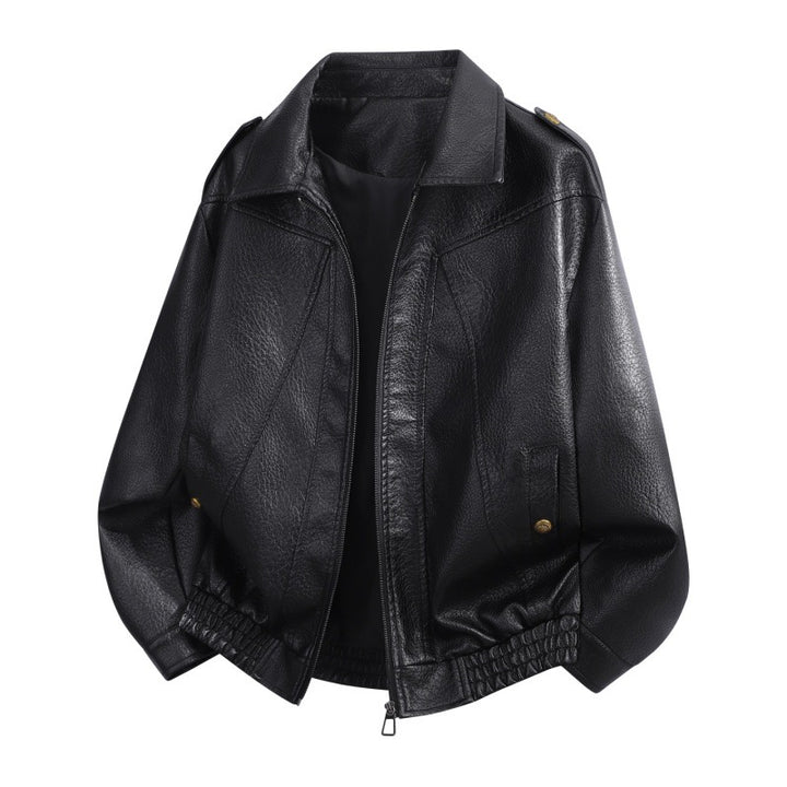 Damen Mode-Lederjacke mit hohem Kragen Drune