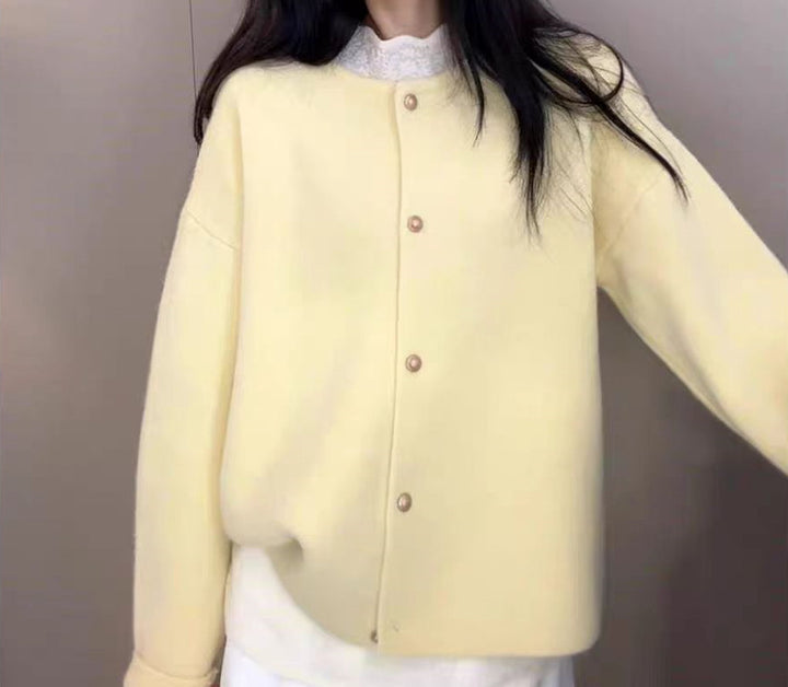 Damen Grobstrickjacke mit eleganter Knopfleiste und lässigem Schnitt Drune