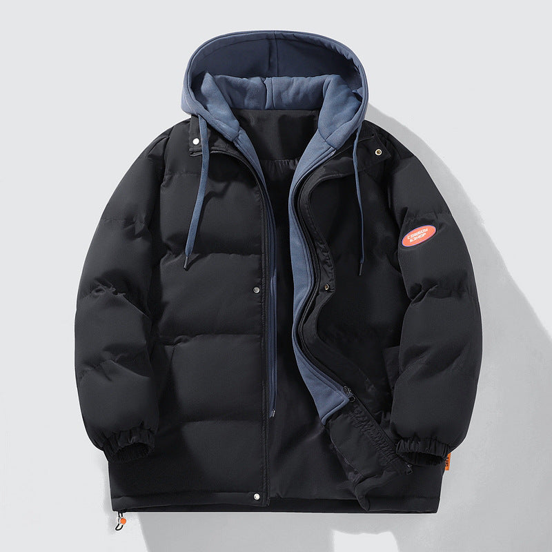 Herren zweilagige Oversized Steppjacke mit integrierter Kontrast-Kapuzeninnenjacke und thermischer Wattierung Drune