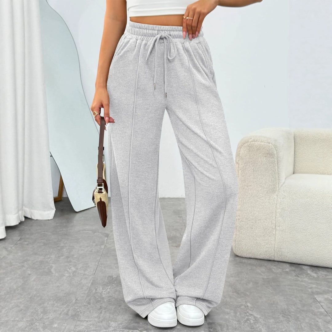 Damen nan komfortable High-Waist Jogginghose mit Kordelzug und tiefen Eingrifftaschen Drune