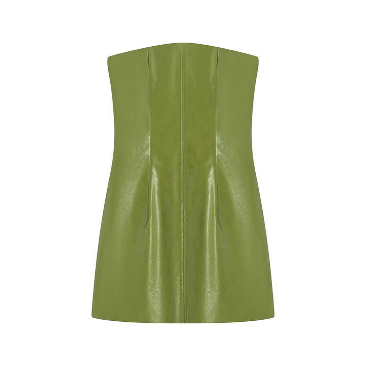 Damen nan tailliertes Kunstleder-Zweiteiler-Set Jacke mit hohem Stehkragen und Bleistiftrock Drune