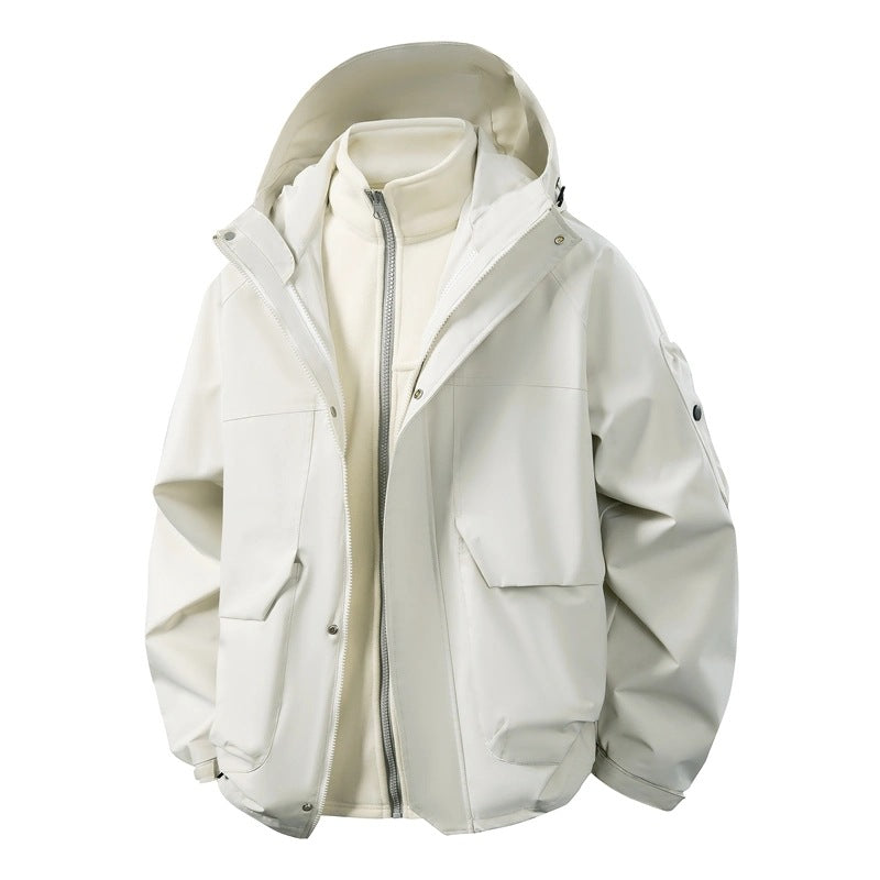 Herren Wasserabweisende Doppeljacke mit abnehmbarer Fleece‑Innenjacke und Kapuze Drune