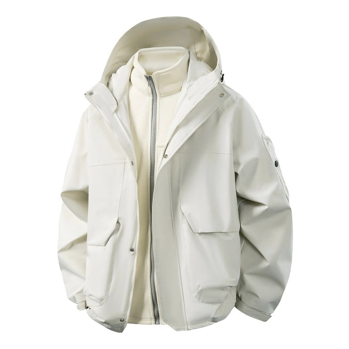 Herren Wasserabweisende Doppeljacke mit abnehmbarer Fleece‑Innenjacke und Kapuze Drune