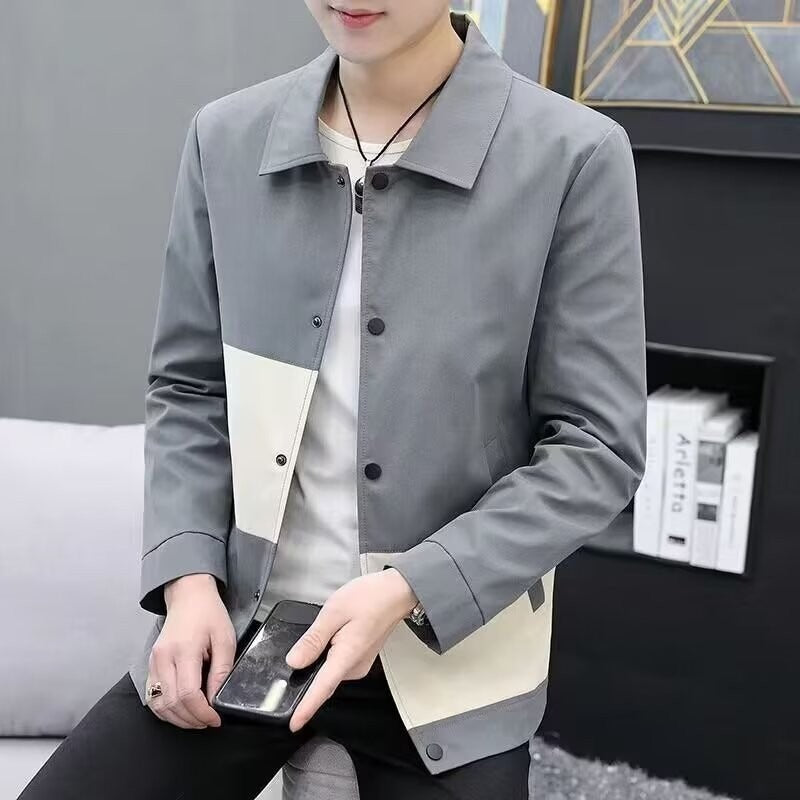 Herren modische Übergangsjacke mit kreativen Farbblock-Design Drune