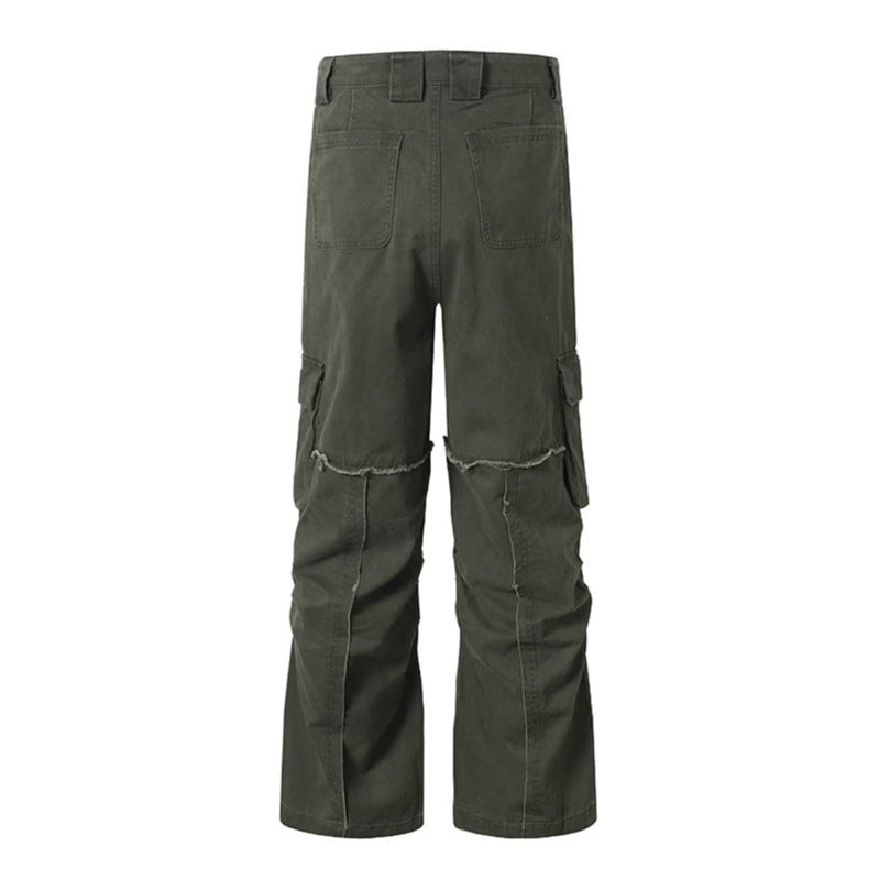 Damen Weite Cargo-Culotte-Hose mit hoher Taille, Multi‑Taschen und sichtbaren Nahtdetails Drune