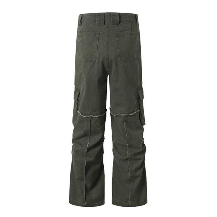 Damen Weite Cargo-Culotte-Hose mit hoher Taille, Multi‑Taschen und sichtbaren Nahtdetails Drune