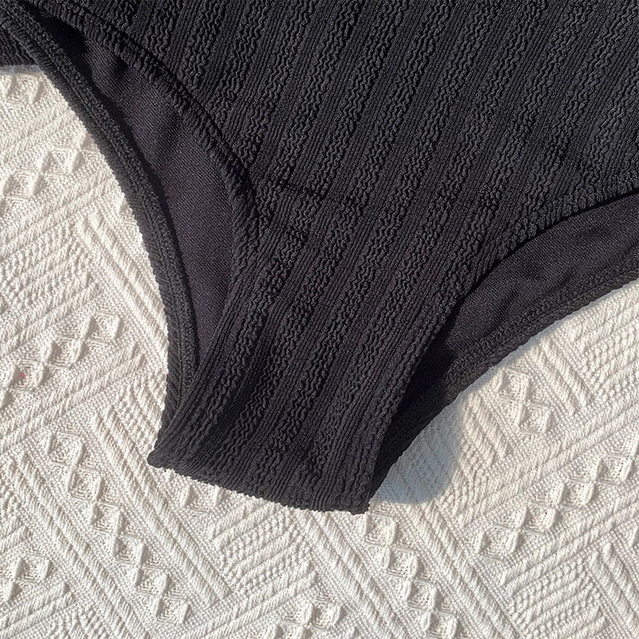 Damen Crop-Top Bikini-Set mit hohem Bund und feinem Rippdesign Drune