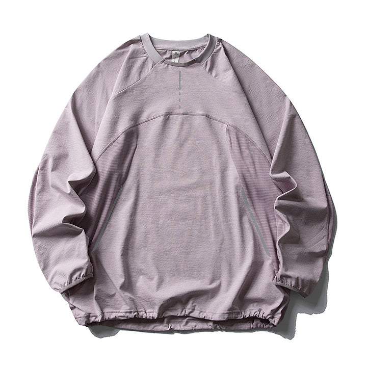 Unisex Technisches Oversize-Lauf- und Trainingsshirt mit Raglanärmeln, reflektierenden Akzenten und elastischem Saum Drune