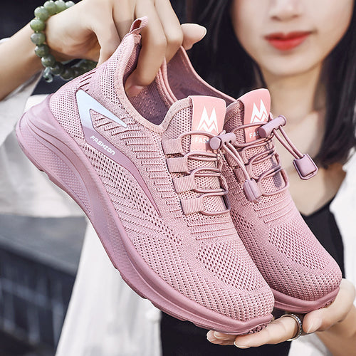 Damen nan leichte Strick-Sneaker mit Schnellverschluss, atmungsaktiver Sockenkonstruktion und stoßdämpfender EVA-Sohle Drune