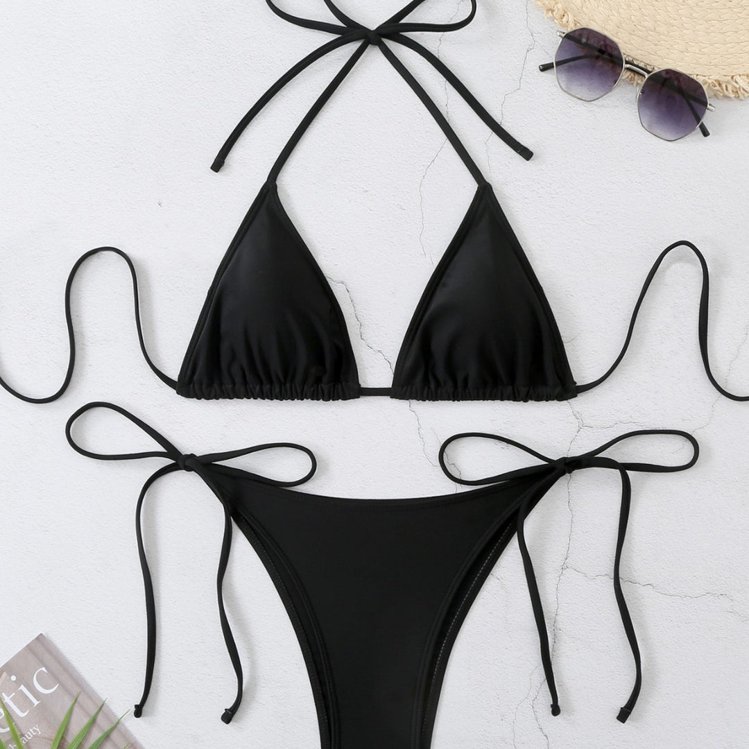 Damen Klassischer Triangel-Bikini mit verstellbaren Bindebändern Drune