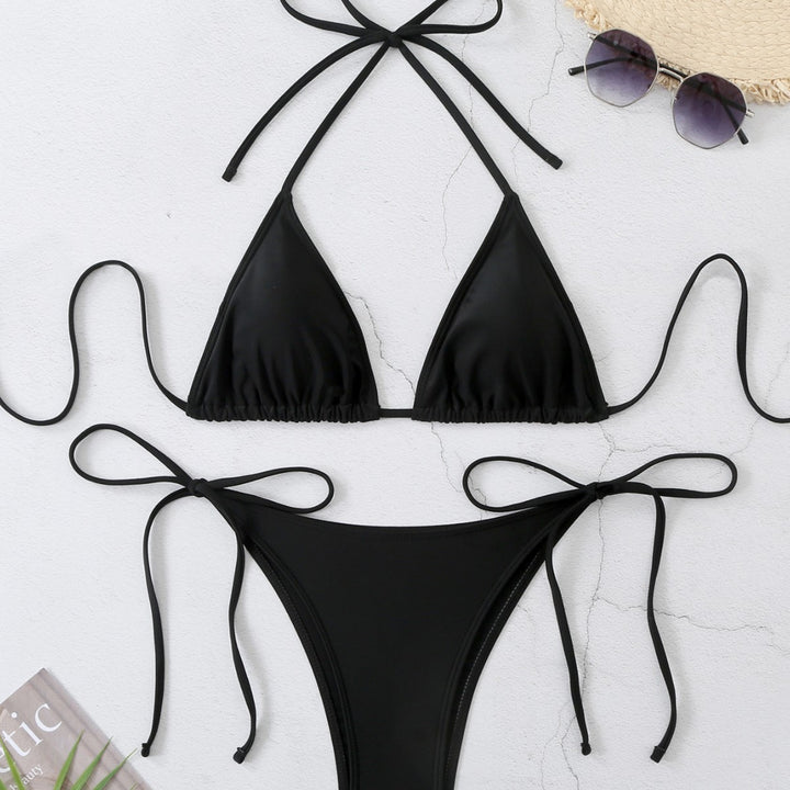 Damen Klassischer Triangel-Bikini mit verstellbaren Bindebändern Drune