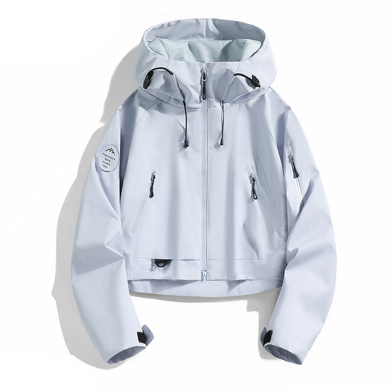 Damen Sportliche Outdoor-Jacke mit verstellbarem Kapuzenzug Drune
