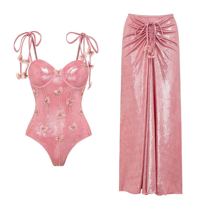 Damen Badeanzug mit off-shoulder Design und elegantem Rock Drune