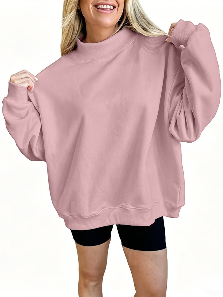 Damen Oversize Sweatshirt mit Stehkragen und Ballonärmeln Drune