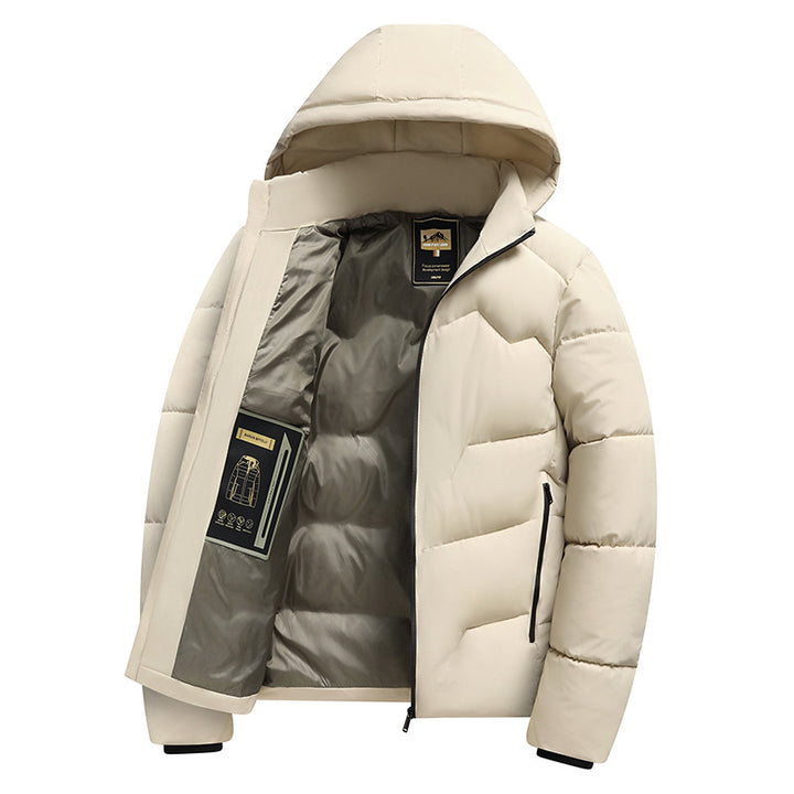 Herren Kurz geschnittene isolierte Steppjacke mit Kapuze, Windschutzblende & technischer Innenfütterung Drune